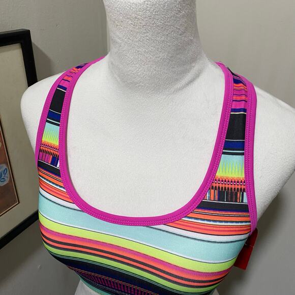 FILA Sport Bra Size Small Bright Striped Colors Racerback Running NEW WITH TAGS - Picture 9 of 12